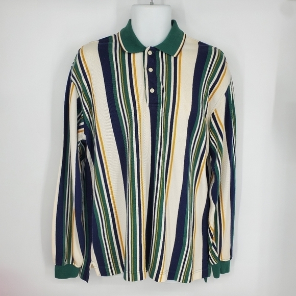 Vintage Dockers Polo Shirt Men’s Small Striped Long Sleeve 90s Made In USA - Picture 8 of 8